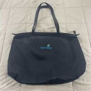 Black Zipper Tote Bag Handbag Butterfly Detail Harmony Embroidery